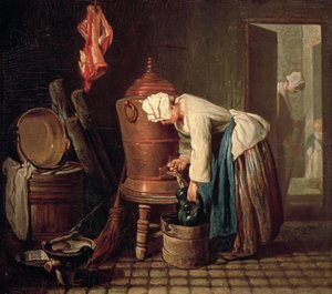 銅の水槽から水を引く女、1732年 作： Jean Baptiste Simeon Chardin