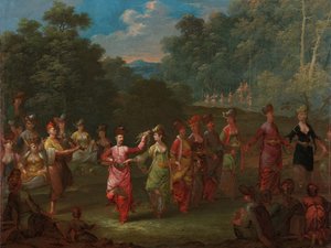 コラを踊るギリシャの男性と女性、1720〜37年頃