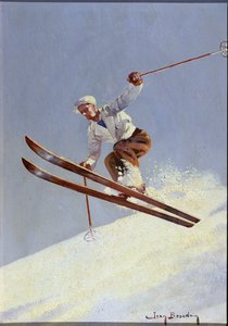 スキーヤー、1930年頃（キャンバスに油彩） 作： Jean Beaudoin