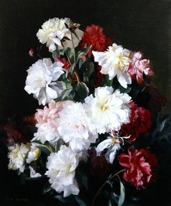 花の静物画（油彩・キャンバス）