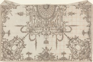 格子と座像のある精巧な天井 作： Jean Berain