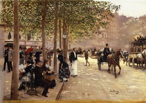 パリの通り;パリジャンアベニュー、1880年頃 作： Jean Beraud