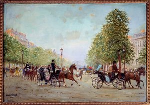 La promenade aux Champs-Elysees ジャン・ベロー(1849-1935)の絵画 19世紀。薄さ0.38 x 0.55 m パリ、カルナヴァレ美術館 作： Jean Beraud