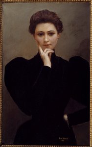 瞑想ベルエポックのファッションに身を包んだ物思いにふける若い女性。ジャン・ベローの絵画 作： Jean Beraud