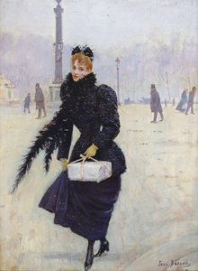 コンコルド広場のパリの女性、1890年頃