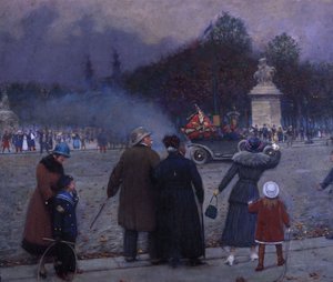 アンヴァリッドに乗せられたドイツの旗、1914年頃（カードに油彩） 作： Jean Beraud