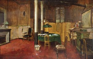 ハンサードのニュースルーム、1889年頃（木に油彩）