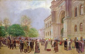 パレ・ド・リンダストリーのサロンの出口、1890年頃（キャンバスに油彩）