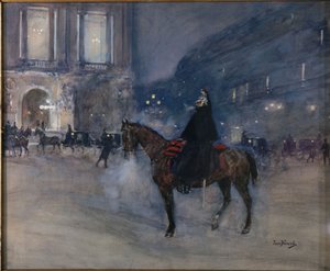 華やかな夜のオペラのファサード 作： Jean Beraud