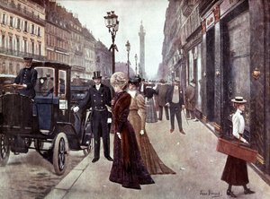 パリのラ・ペ通り、c. 1900年（絵画） 作： Jean Beraud