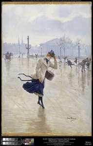 風の強い日、コンコルド広場、1890年頃 作： Jean Beraud