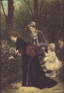 花を摘む若い女性たち（1885年） 作： Jean Beraud