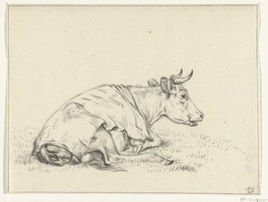 横になっている牛、右側 作： Jean Bernard
