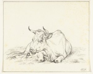 横たわる牛、正面から 作： Jean Bernard