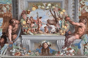 バッカスの出来事を物語る場面が描かれた41枚のパネルのうちの1枚。
