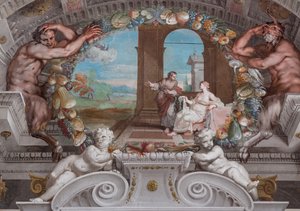 バッカスの出来事を物語る場面が描かれた41枚のパネルのうちの1枚。 作： Jean Boulanger