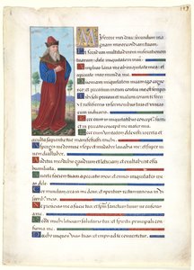 ブック・オブ・アワーズからの葉っぱ：ダビデ王、c。 1500。 作： Jean Bourdichon