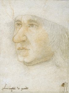 フランス提督ルイ・マレ・ド・グラヴィル（1438-1516）の肖像 par Bourdichon, Jean (1457-1521).紙に黒チョークとサンギー、サイズ：16,9x12,7、15世紀後半、サンクトペテルブルク、エルミタージュ美術館所蔵 作： Jean Bourdichon