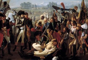 ナポレオン・ボナパルト（1769-1821）の目の前で、1800年6月14日のマレンゴの戦いにおけるシャルル・アントワーヌ・ドゥサイク・ドゥ・ヴェイグー将軍（1768-1800）の死 Detail.ジャン・ブロク（1771-1850）による絵画 作： Jean Broc
