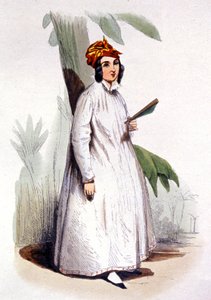 クレオールの女性、フランス領アンティル、1850年頃（エングレーヴィング） 作： Jean Charles (1800 79) Pauquet