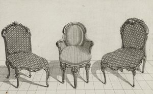 杖椅子、カブリオレアームチェア、杖椅子、1770年代半ばに公開（簀の紙に彫刻） 作： Jean Charles (after) Delafosse