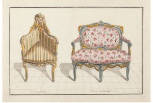 コーナー、ハーフソファ。新しい歴史的イコノロジーまたはHierogliphyque属性、c.1768。 作： Jean Charles Delafosse