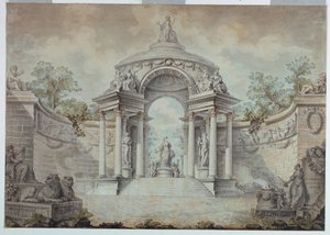 美徳と人間活動に捧げられた公園のエクセドラ 作： Jean Charles Delafosse