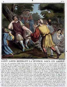 サン・ルイ（1215-70）は木の下で正義を行う ジャン・バティスト・モレ（1790-1820年頃）の彫刻 1789年（彩色済み彫刻） 作： Jean Claude (after) Naigeon