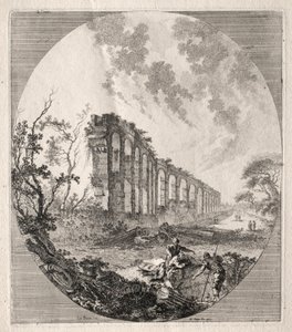 古代遺跡: 古代の水道橋、1756 年。 作： Jean Claude Richard de Saint Non