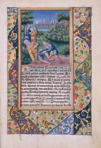 ラットさんQvI126 fol.17ノアの酔い、ルイ・ドルレアンの時間の書、1490 作： Jean Colombe