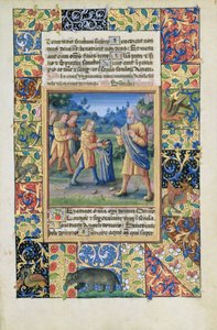ラットさんQvI126 fol.21ジョセフ兄弟がジョセフが死んだという父親の証拠を示す、ルイ・ドルレアンの時間集、1490 作： Jean Colombe