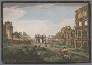 コンスタンティヌス帝の凱旋門とローマのコロッセオの遺跡の眺め Rome ancienne (オブジェクトのタイトル) 作： Jean Daullé