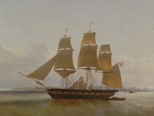 ルアーブルの港にある3つのマストボート、1846年 作： Jean Dominique Drouin