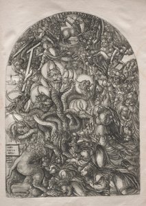 黙示録: 7 つの頭と 10 の角を持つ獣 作： Jean Duvet