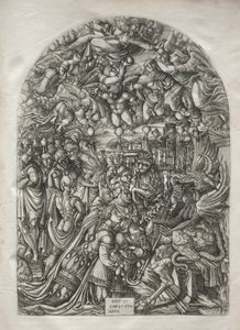 黙示録：太陽をまとった女性、1546-1556年。 作： Jean Duvet