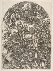 Apocalypse.ndの7つの頭と10つの角を持つ獣 作： Jean Duvet