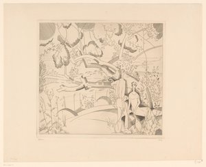 梨の木で休むテニス選手 ル ヴュー ポワリエ 作： Jean Emile Laboureur (signed by artist)