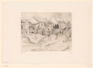 ビーチでテニス選手を休ませる La petite plage (オブジェクトのタイトル) 作： Jean Emile Laboureur (signed by artist)