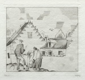 村人、おしゃべり 作： Jean Emile Laboureur