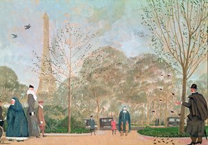 ジャルダンデュトロカデロを歩く、1920年頃 作： Jean Emile Laboureur