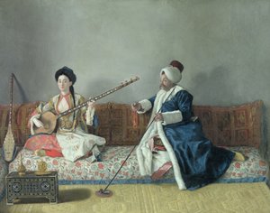 ムッシュ・レベットとマドモアゼル・ヘレン・グラバニー、トルコの衣装 作： Jean Étienne Liotard