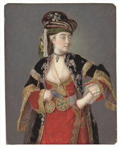 トルコのドレスを着たローラタルシの推定肖像画 作： Jean Étienne Liotard