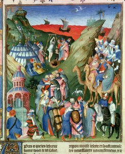 Fr 247 f.49登米1砂漠のヘブライ人、「Antiquites Judaiques」のイラスト、1470年頃 作： Jean Fouquet