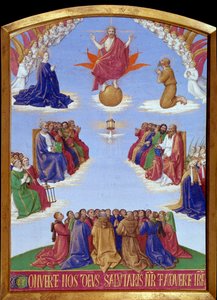 ペンテコテ：聖霊の昇天。ジャン・フーケ（1420-1477/1481）の『エティエンヌ・シュヴァリエの時祷書』から引用されたミニチュア。 作： Jean Fouquet