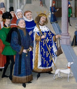 Le roi saint Louis (Louis IX (1214-1270)) appretant à partir outre mer」の詳細 ジャン・フーケ（1420-1481）の「大年代記」からの細密画、パリ、Bibliotheque de l