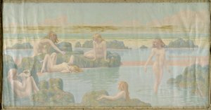 海の庭、1910年頃（キャンバスに油彩） 作： Jean Francis Auburtin