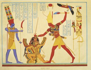J.F.シャンポリオンによるアブシンベル神殿のフレスコ画の複製 作： Jean Francois Champollion