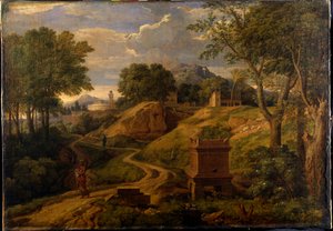 子供を抱く女性のいる古典的な風景 1650年～75年頃 （油彩・キャンバス 作： Jean Francois I Millet