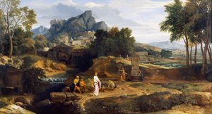 人物のいる風景（キャンバスに油彩） 作： Jean Francois I Millet