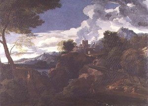 燃える都市のある風景 作： Jean Francois I Millet